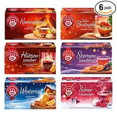티칸네 티백차 차 티포트 윈터티 6팩 눈꿈 별빛 헛마법 달콤한 구운 사과 화로 저녁과 겨울 티백 각 20개(6 x 50g)