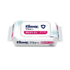 크리넥스 안심 손소독 물티슈 캡형60매 1개 안티바이러스 알콜 세정 살균 제균 소독 티슈, 크리넥스 안심물티슈 캡형 60매