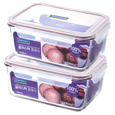 글라스락 퍼플에디션 직사각 밀폐용기 1900ml, 1.9L, 2개