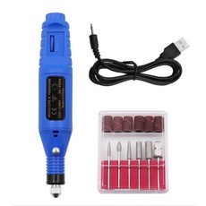 무선 샌딩기 이동식 원형 사각 미니 샌더 연마 폴리싱 광택기 전기 네일 드릴 usb 매니큐어 펜 폴리셔 6pcs 드릴 모래 밴드, 푸른