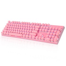 ABKO HACKER K840 조약돌 레트로 축교환 LED 게이밍 기계식키보드 핑크/청축