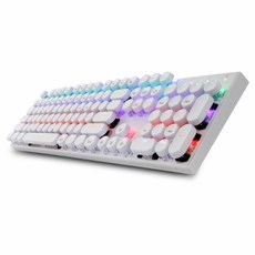앱코 조약돌 레트로 키캡 축교환 레인보우 LED 게이밍 기계식 유선 키보드 청축, K840, 화이트, 일반형
