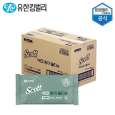 스카트 에코 종이 물티슈 1매 개별포장, 1박스, 400매
