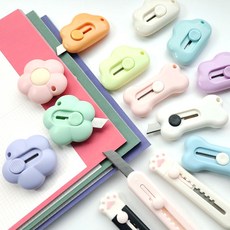 미니 커터칼 귀여운 뼈다귀 꽃 구름 고양이발 언박싱칼 택배 분리수거 초등학생 문구 휴대용 컷터칼, 구름(핑크)