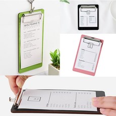 골든트리 칼라 MDF 우드 고리형 클립보드 영수증 메뉴판 빌지 받침대, 200/검정