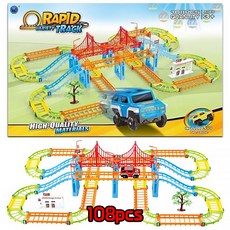 108PCS 자동차 레일 트랙카 세트 미니카 자동차 경주 레이싱 조립레일 RC 자동차, 단품