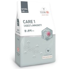네츄럴랩 케어1 유기농 기능성 건식사료 고양이 장 앤 면역, 소화기능 개선, 2.5kg, 1개