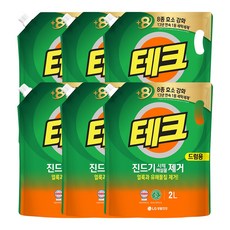 [세제1위 브랜드] 테크 진드기 제거 액체세제 리필 드럼용 2L*6개 8종효소 강력세탁 독일더마테스트통과