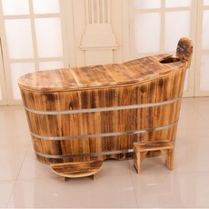 힐링 히노끼욕조 나무 반신욕기 스파 목욕탕 1인 가정용, 탄화길이120cm*폭60(커버포함)