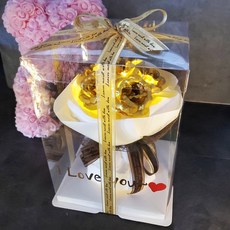[바르미] 금 장미 꽃 꽃다발 생신 아내 와이프 부모님 결혼 기념일 여자 친구 승진 선물 [I Love you+LED포함], 골드