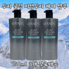 케라시스 박하 쿨 두피 멘솔 멘톨 쿨링 시원한 샴푸 지성 두피 비듬 피지 케어 클리닉 샴푸 750ml, 3개