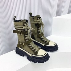 여성 반부츠 미들 부츠 하프 앵클 겨울 앵글 털 Bkqu 두꺼운 밑창 캔버스 가을 레트로 올드 툴링 하이 탑 신발 하이힐 플랫폼 신발