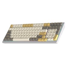 KEYXGSUL K98 유무선 5.0 PBT 이중사출 키캡 RGB핫스왑 게이밍 기계식 키보드 TTC축, 유무선 5.0 ×TTC 적축 노란색