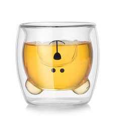 알럽하우스 곰돌이 이중유리컵, 01 투명, 1개