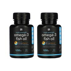 스포츠리서치 오메가3 피쉬오일 트리플 스트렝스 rTG 1 250mg x 30개입 2병세트, 1개, 기본