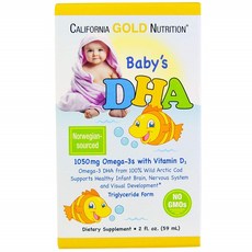 캘리포니아 골드 뉴트리션 베이비 DHA 59ml 캘골뉴 CGN California Gold Nutrition Baby s 1050 mg Omega-3s with Vitamin D3 2 fl oz 59 ml Milk-Free Gluten-Free, 1set