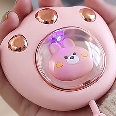 에코럭키 고양이손난로 USB C타입 충전식 휴대용 포켓 주머니난로 온도조절 급속발열 KC인증제품, 고양이손난로-핑크