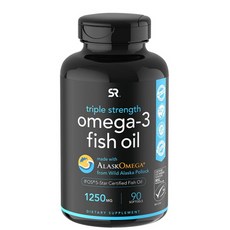 스포츠 리서치 오메가3 1250mg 피쉬오일 90젤 Sports Research Triple Strength Omega3 fish oil 1250ml 90 Softgels, 1팩