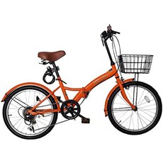 20 인치 접이식 자전거 SHIMANO 6 단 변속 전 바구니 led 라이트 락 자물쇠, 오렌지