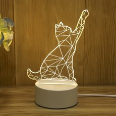 내방꾸미기 야간 조명 3D LED 야간 램프 크리에이티브 테이블 침대 옆 램프 로맨틱 하트 베어 라이트 그, [24] Cat