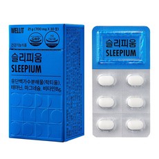 웰릿 슬리피움 락티움 L 테아닌 스트레스로 인한 긴장 완화에 도움 수면 질 개선, 1개, 30정