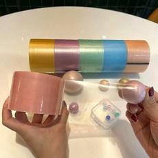 7.2cm 빅사이즈 펄 컬러 끈끈이 공 만들기 테이프 공놀이 손 장난감 스트레스 해소 찐득이 말랑이 주물럭, mc488-2 7.2cm
