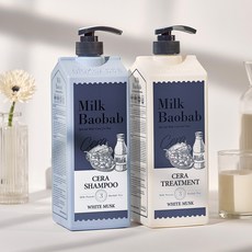 밀크바오밥 세라 샴푸+트리트먼트 화이트머스크 1200ml 각 1개