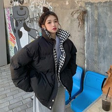 ANYOU 겨울 캐주얼 남여공용 숏 패딩 하이넥 오버핏 데일리 패딩 코트