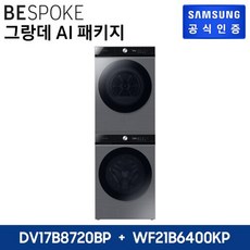 [실버패키지]삼성 비스포크 그랑데 건조기 AI 17KG[DV17B8720BP] + 세탁기 21kg[WF21B6400KP], 단일옵션