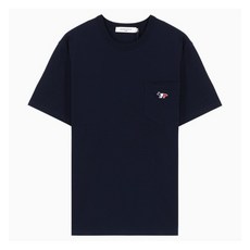 메종키츠네 (당일) 22SS 메종키츠네 트리컬러 폭스 네이비 반팔 티셔츠 FM00120KJ0010 NAVY