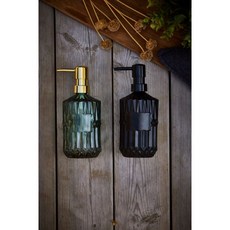 폴리에라드 450ml 글라스 다이아몬드 핸드워시 통 용기 호텔 욕실 디스펜서, 럭셔리블랙