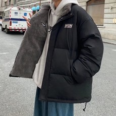 pfnw 램 캐시미어 코튼 자켓 양면 남성 느슨한 한국 두꺼운 겨울 하이 스트리트 캐주얼 패션 패딩 12a5960