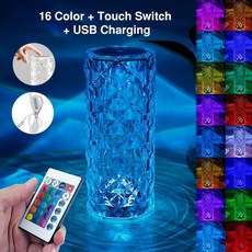 물결 장미 무드등 스퀘어 바다 크리스탈 집들이 테이블 조명 16색 LED USB 리모컨, 16 Color with Remote