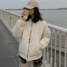 DHCX 양면 패딩 여 겨울 숏 빈티지 점퍼 코트