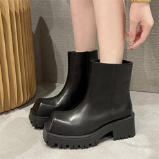 앵클부츠 애글 발목 가을 겨울 부츠 패션 캣워크 로우 탑 두꺼운 밑창 부츠 스퀘어 토 숏 힐 여성 신발 플랫폼