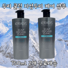 케라시스 박하 쿨 두피 멘솔 멘톨 쿨링 시원한 샴푸 지성 두피 비듬 피지 케어 클리닉 샴푸 750ml, 2개