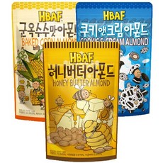 HBAF 아몬드 허니버터130g+ 쿠키앤크림120g+군옥수수130g 가미아몬드, 1개, 380g