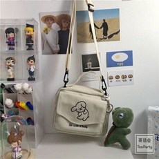 여성 메신저 가방 숙녀 캔버스 프린트 귀여운 봉투 달콤한 카툰 학생 어깨