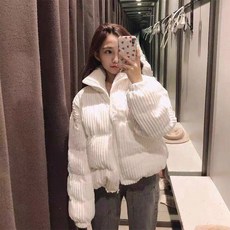 여성 코듀로이 패딩 보온 심플 두꺼운 키작녀 오버핏 골덴 다운 자켓 corduroy padded jacket JX1556