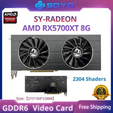 그래픽카드 외장그래픽 SOYO-AMD Radeon RX 5700XT 5500XT 6600XT 6600M GDDR6 비디오 메모리 8G 그래픽, 01 RX5700XT 8G-2304