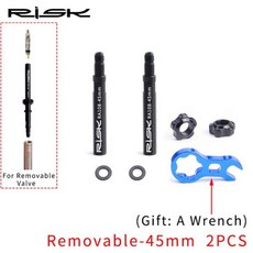 2PCS 위험 RA108 자전거 자전거 내부 튜브 Presta 밸브 익스텐더 확장 45mm/80mm 무료 렌치와 통합 이동식, 이동식 45mm-2PCS
