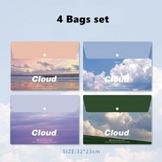 FAX 용지 지감열지 복합기 팩스용지4pcs 구름 A4 파일 폴더 세트 32*23cm 문서 케이스 가방 종이 팩스 저장