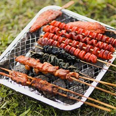 야외용 일회용 캠핑 꼬치 그릴 꼬치구이 바베큐꼬챙이, 일회용바베큐화로
