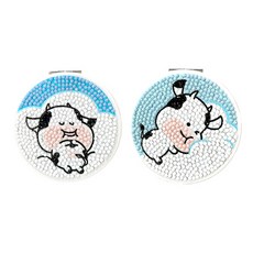케이엠엘리 말랑이 3D 원형 양면 거울 만들기 보석십자수 DIY 키트 8.5 x 8.5 cm, 구름말랑, 1세트