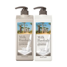 밀크바오밥 오리지널 샴푸 1000ml+트리트먼트 1000ml 화이트솝향, 1개