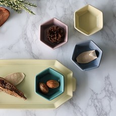 cocooning Macaron 북유럽 감성 파스텔 국내산 고급 육각 찬기 소스볼, 빈티지블루