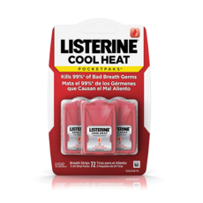리스테린 Listerine 쿨 히트 호흡 스트립 포켓팩 구취 세균 제거 시나몬 3개, 24 x 3개