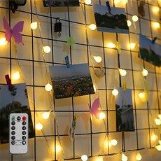 대한 벽 인테리어 크리스마스 트리 LED 캠핑 감성 파티 앵두 줄 전구 조명 50구 6.5M, 옐로우