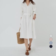 아피나르 베이직 코튼 롱 셔츠 원피스