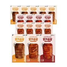 허닭 [본사당일출고] 슬라이스 스팀 소스 닭가슴살 100g 3종 혼합(데리야끼+불닭+핫데리야끼), 16팩